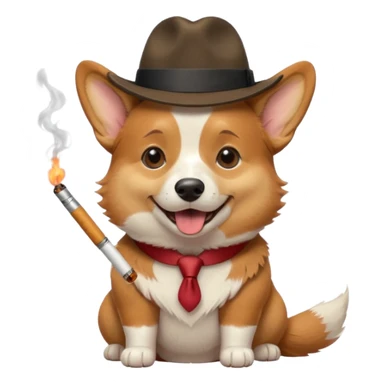 Corgi with a fedora and a cigarette  sticker