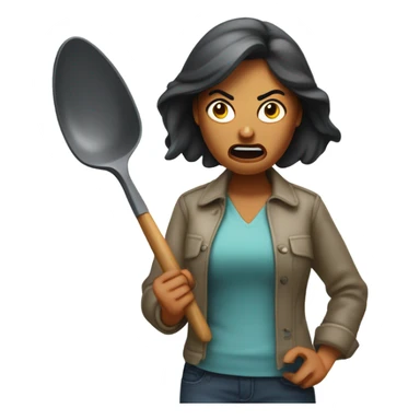 angry woman throwing kitchen utensils in anger sticker