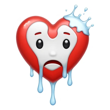 The broken heart emoji in white with sticky white liquid Ozzing out of it sticker