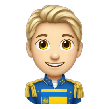 happy Ukrainian student in patriotic clothes sticker