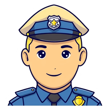 man with blonde hair and a police uniform sticker