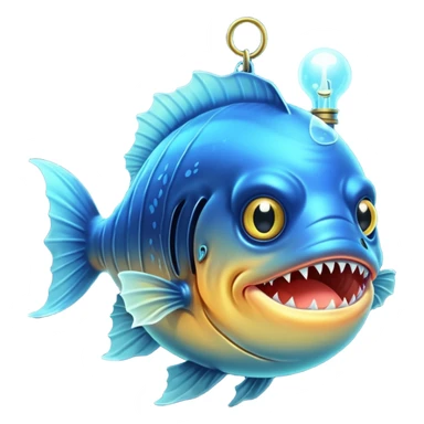 anglerfish with the light dangling in front of it with black back ground sticker