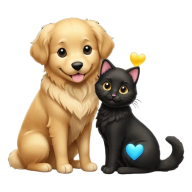 1 golden retriever and 1 black cat romancing sticker