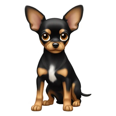 full- body Russian Toy Terrier with tan markings (black and tan coat) sticker