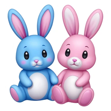 2 plushy bunny’s one blue on pink sticker