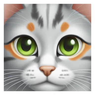 gray and orange and white cat with green eyes  sticker