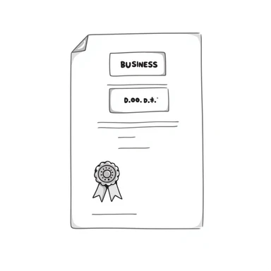 Document with official stamp or seal – business registration certificate sticker