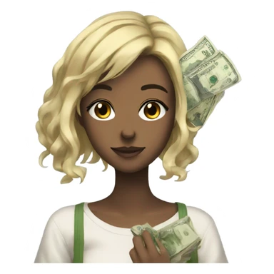 Anime girl with money sticker