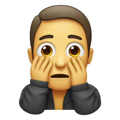 an embarrassed face with hands covering the eyes sticker