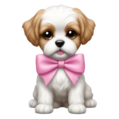 Shichon puppy pink bow sticker