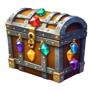 Treasure chest with colourful gems sticker
