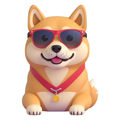 shiba inu wearing sunglasses, full body sticker