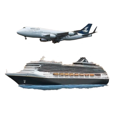 a flying cruise ship sticker