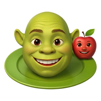 shrek on a plate with an apple inside his mouth sticker