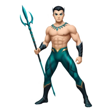 Namor from Black Panther 2, full body, holding a sharpened spear, wings at his feet sticker
