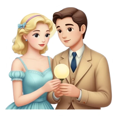 Pastel warm-colored romantic vintage Moonlight date sticker