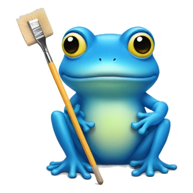blue frog with pincel sticker