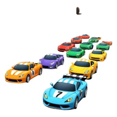 grandstands filled with cheering crowds, checkered flags waving, and traffic lights signaling the start, with a thrilling atmosphere of anticipation and speed. Sporty cars and motorcycles lined up at the starting line, ready to race, with a vibrant racetrack in the background. sticker