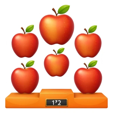 medal podium where 2nd and 3rd place are apples and 1st place is an orange sticker