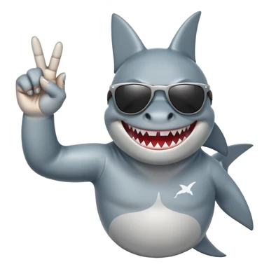 shark wearing sunglasses and putting the middle finger up sticker