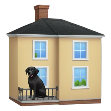 a house with black dog in window sticker