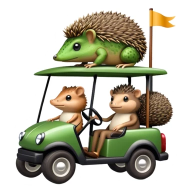 A toad and a hedgehog on a golf cart sticker