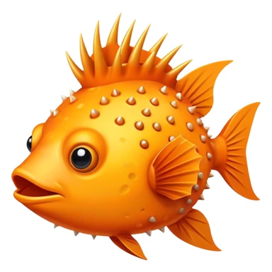 All Orange Blowfish with spikes sticker
