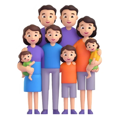 cheerful family of four hugging sticker