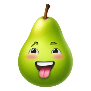 A cute pear with tongue sticking out sticker