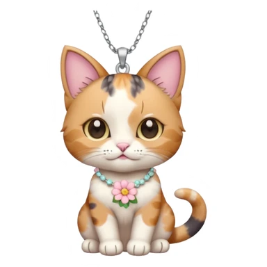 A cute chibi cat with hawaiian pastel flower necklace, posing proudly. sticker