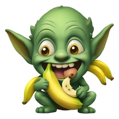 fat goblin eating a banana  sticker