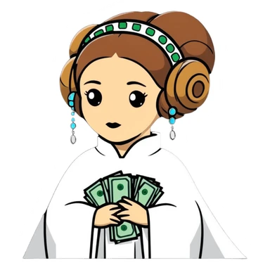 Princess Leia wearing cash and diamonds sticker