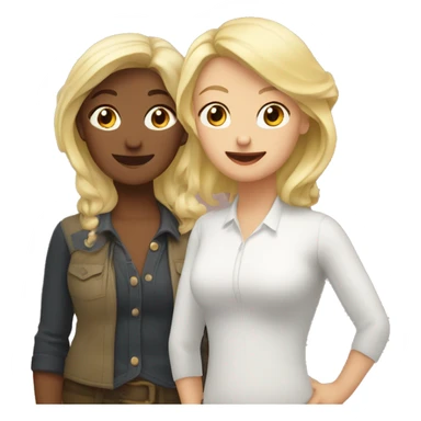 two lesbians: one is older, femme and blond. Another is younger  sticker