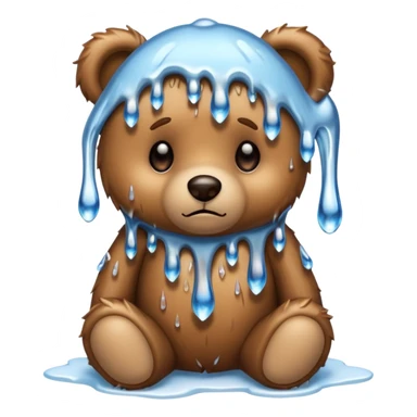 Sad Teddy bear with icicles dripping off her sticker