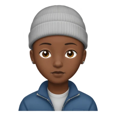 an african teen with buzzcut and wears a beanie sticker