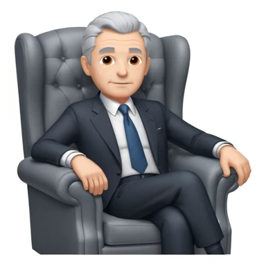 elderly businessman sitting in an armchair, wearing a formal suit and tie, gray hair, confident wise expression, corporate boss vibe, 3D cartoon style, mobile game icon style, clean background, no text, no watermark
 sticker