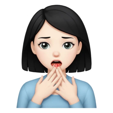 Black haired girl choking herself sticker