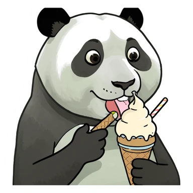 Panda eating ice creami sticker