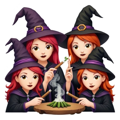 3 wise monkeys but red haired witches rolling a joint sticker
