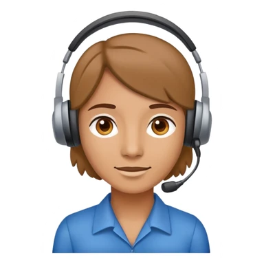 A call center operator wearing a headset sticker