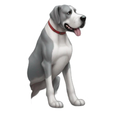 Biggest sized car with a biggest sized Grey GREAT DANE that’s the size of Mount Everest dog in the window sticker