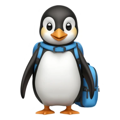 penguin with backpack direct looking to camera sticker