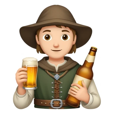 medieval pilgrim with bottle of beer sticker