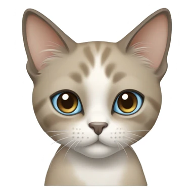 Thai breed cat with a light cream-brown body, dark gray nose and face, ears, and paws. sharp ears, and striking light blue eyes  sticker