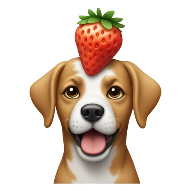 Dog with a strawberry on its head sticker