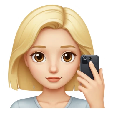 blonde girl taking a selfie sticker