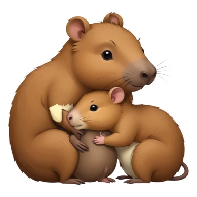 capybara and a mouse cudding with each other sticker
