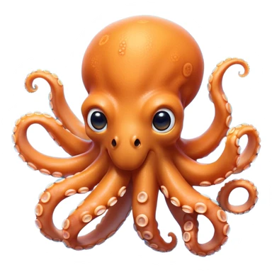 Cinematic Comical smirking Octopus Portrait Emoji, Head tilted dramatically with an exaggeratedly amused expression, featuring a rotund, light orange body festooned with bold blue rings and eight wildly expressive arms with comically animated suckers, Simplified yet hilariously expressive features, highly detailed, glowing with a slightly sassy underwater glow, high shine, dramatic yet playful, stylized with an air of quirky marine mischief, soft glowing outline, capturing the essence of a meme-worthy octopus that looks ready to squirt its way into viral fame! sticker