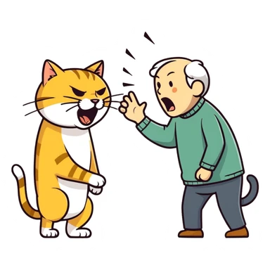 golden cat ￼ yelling at old blind man ￼ sticker