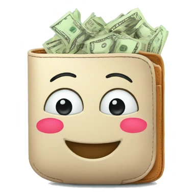 full of money wallet with happy emotion sticker